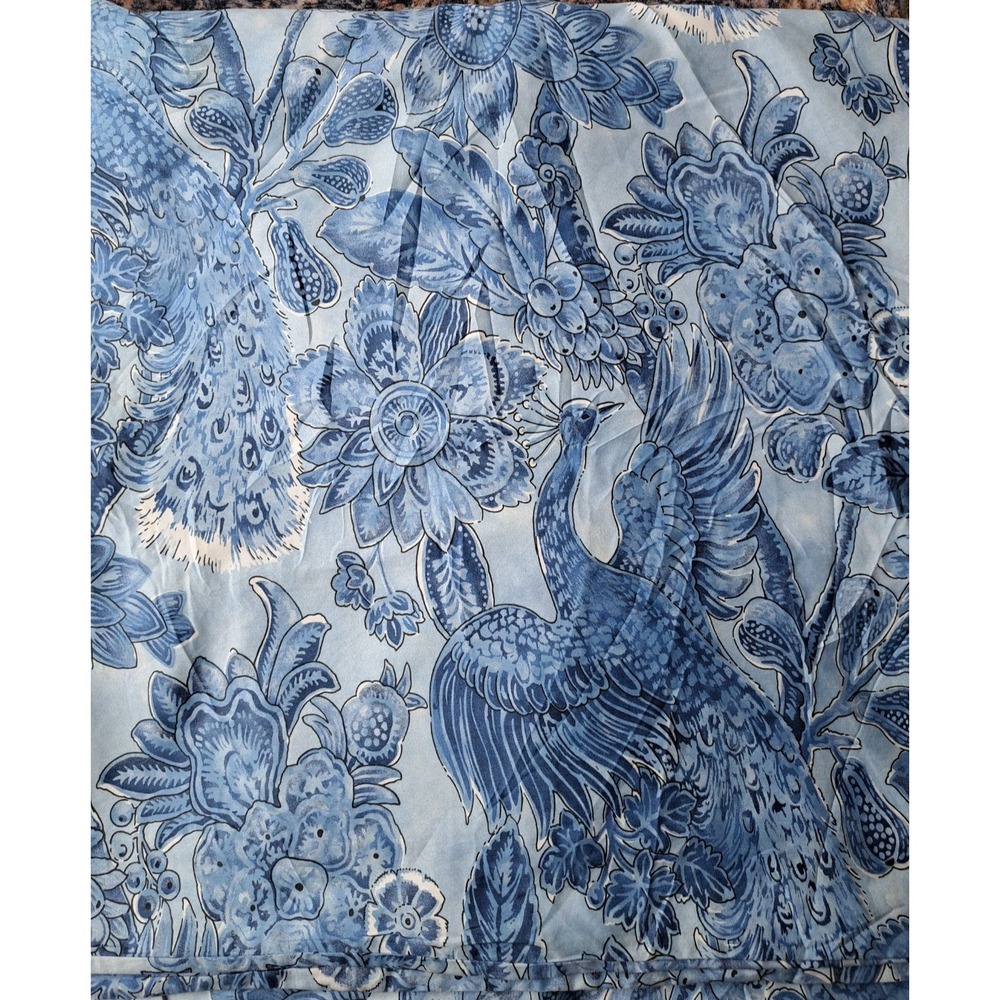 Williams Sonoma Queen Duvet Cover Set 2 Pillow Shams Blue Floral 100% Cotton